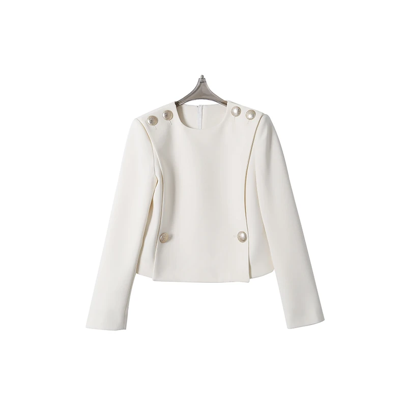 时尚设计感秋季纽扣 后背拉链上衣/衬衫16869