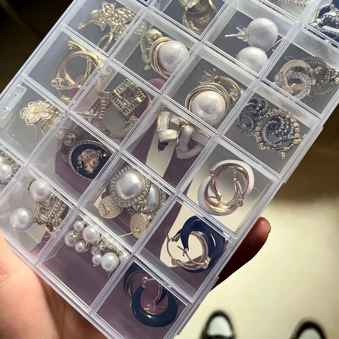 diy饰品串珠透明首饰美甲盒固定收纳盒戒指项链耳环发饰盒分格