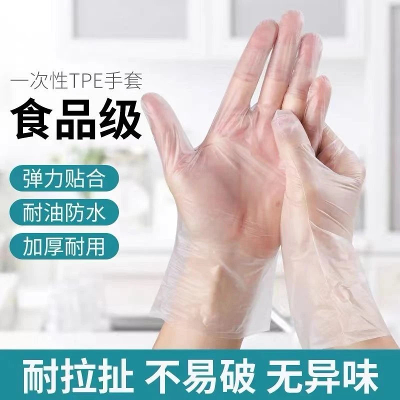 食品级一次性手套TPE弹性美发加厚家务用食用无味餐饮手套膜防水
