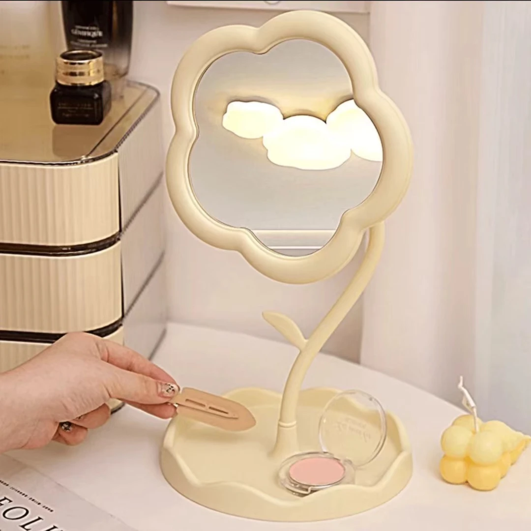 流行花朵镜梳妆台神器花朵镜子化妆镜桌面镜子学生宿舍058095