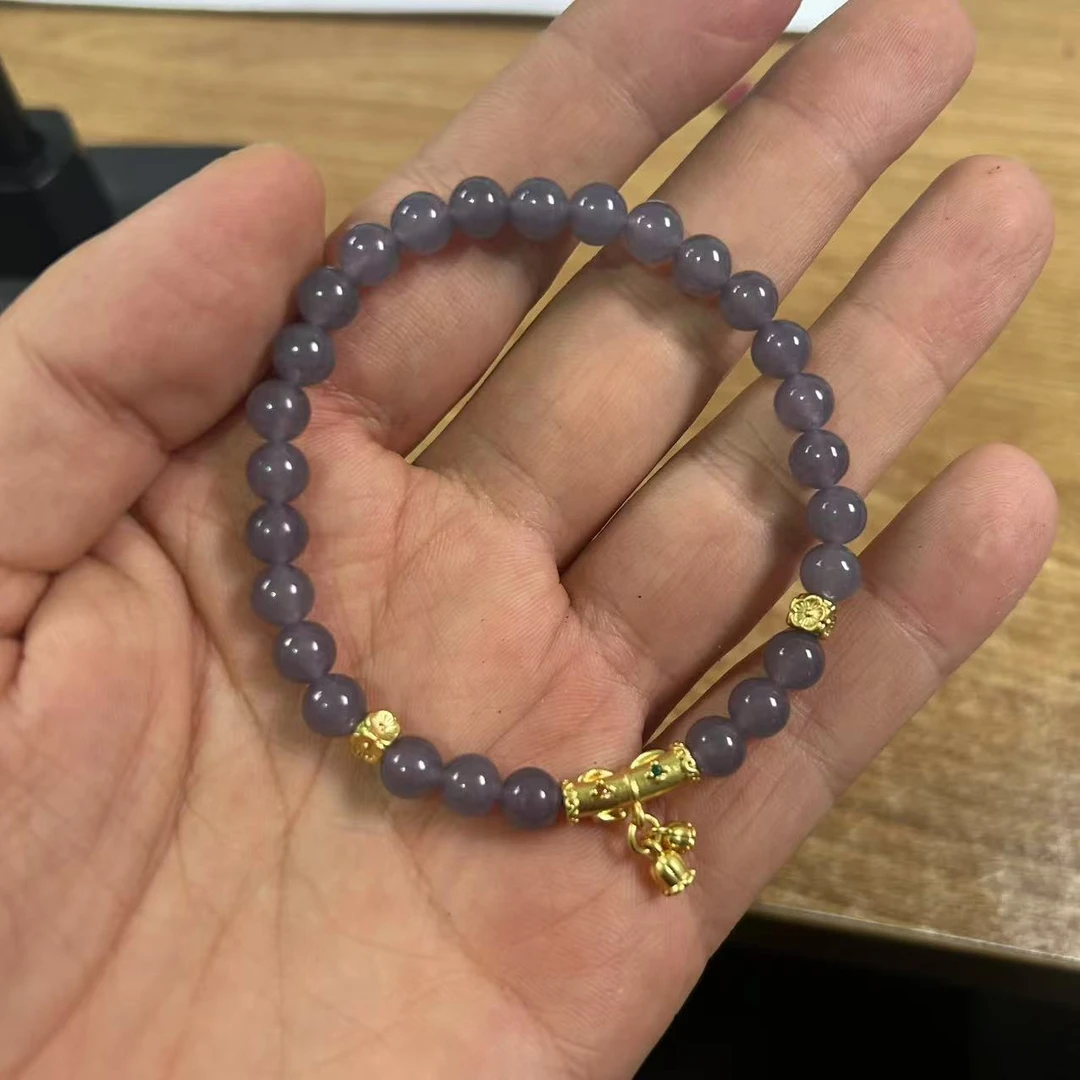 卡6mm精工设计烟紫配高端配饰单圈手链石英质玉