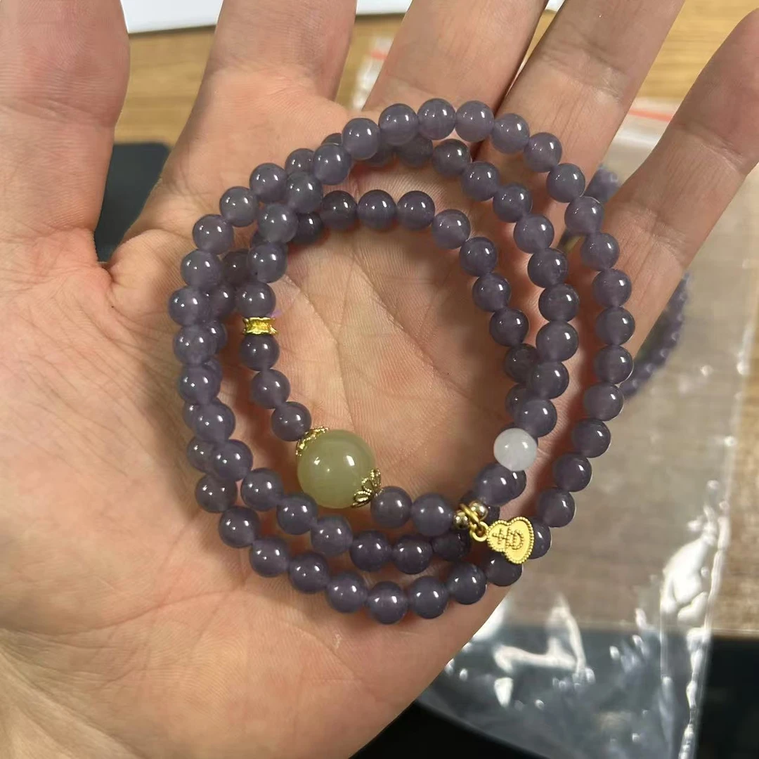 卡6mm精工设计烟紫绕手三圈手链配高端配饰多圈手链