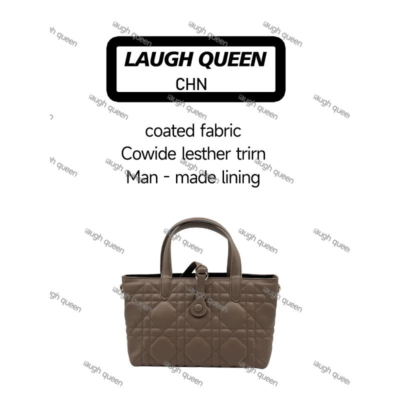 Laugh Queen手工打造真皮女士新款包10744灰棕菱格小手提