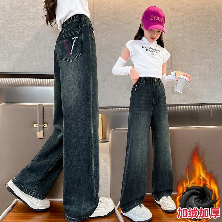 宝宝2024冬新款中大童夏款直筒夏天黑色潮款小童牛仔裤包邮
