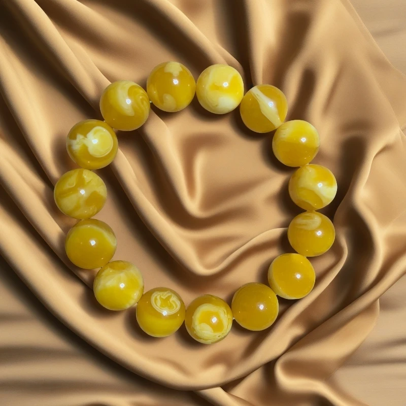 合成蜜蜡新人福利黄飘花百花蜜树脂手链手一串整串手链女款单圈