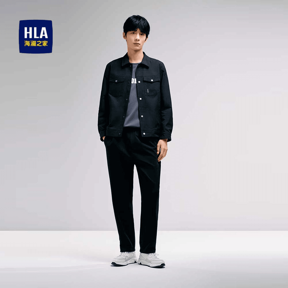 HLA/海澜之家舒适有型胸前口袋质感翻领百搭暗纹夹克