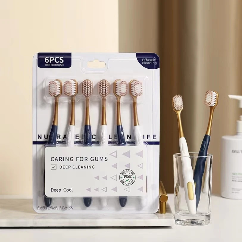 2.9包邮山姆同款独立牙刷洁牙高档柔软刷毛洁齿宽头6支家庭装