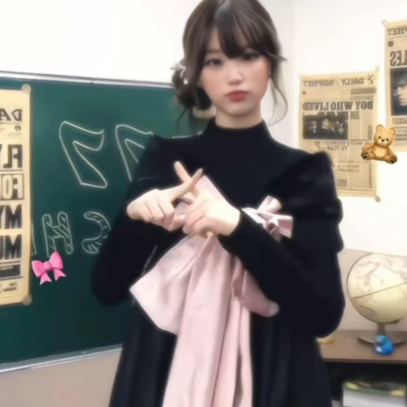 【KEKE】辣妹风贵族千金感穿搭针织蝴蝶结披肩连衣裙亮片公主风裙子