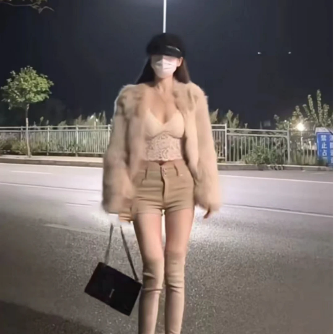 【KEKE】皮毛一体性感辣妹风气质针织上衣外套内搭休闲背心短款裤子
