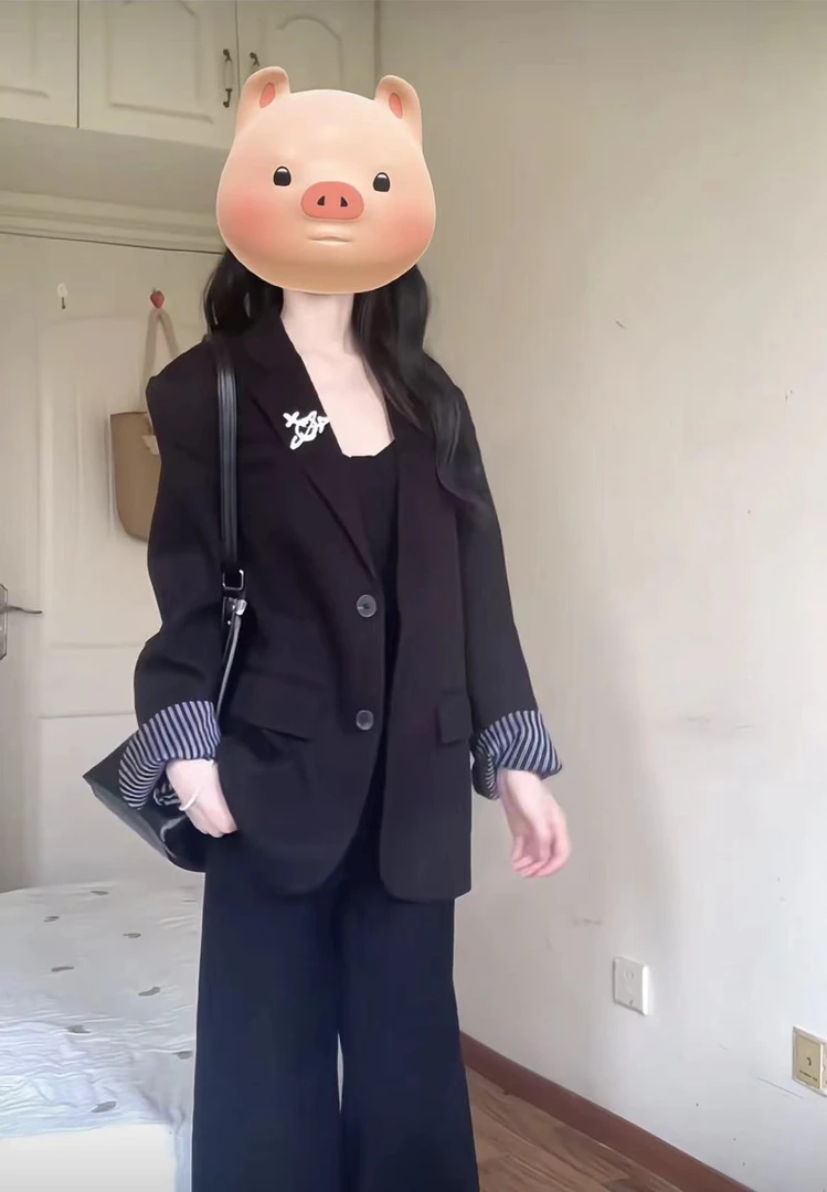 【KEKE】拼接小众设计感西装上衣御姐时尚高级修身西装裤今年超流行