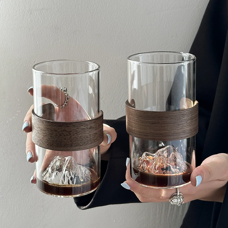 日式ins观山杯冰美式拿铁杯咖啡杯富士山杯防烫耐高温水杯饮品杯