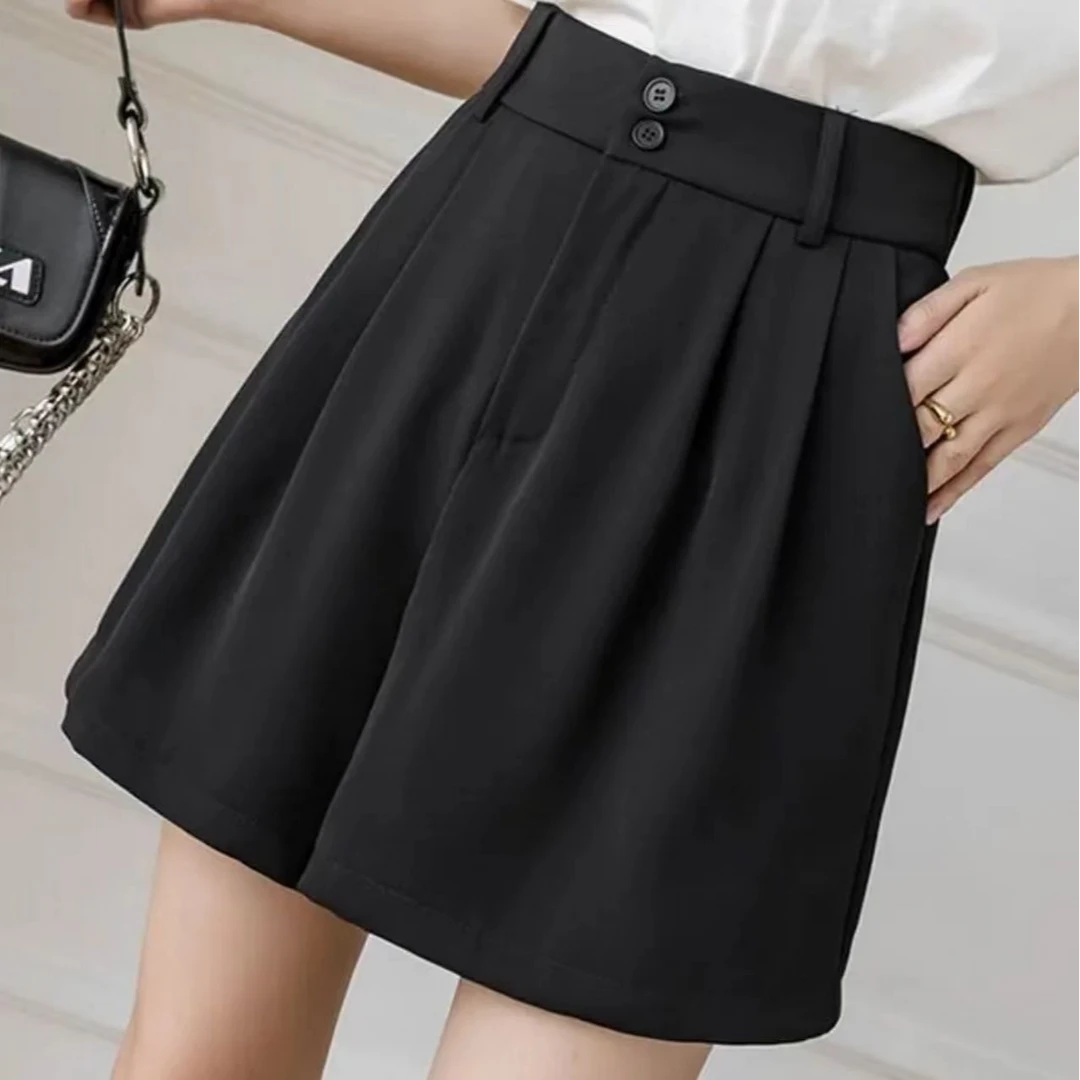 2024新款夏季薄款休闲显瘦西装短裤阔腿宽松高腰A字裤