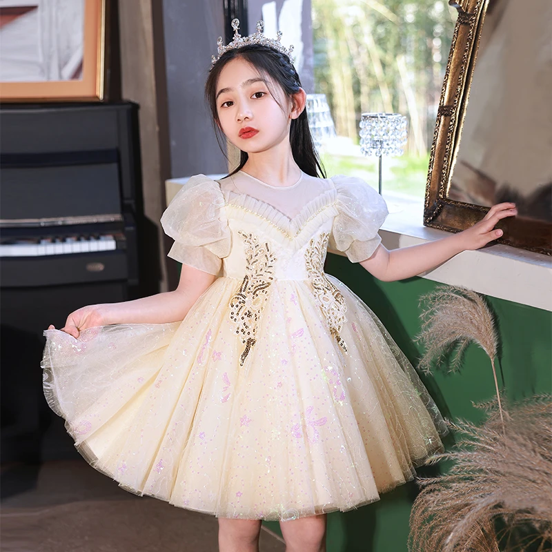 A365女童连衣裙夏款儿童装礼服儿童公主裙短走秀小女孩裙气质裙子