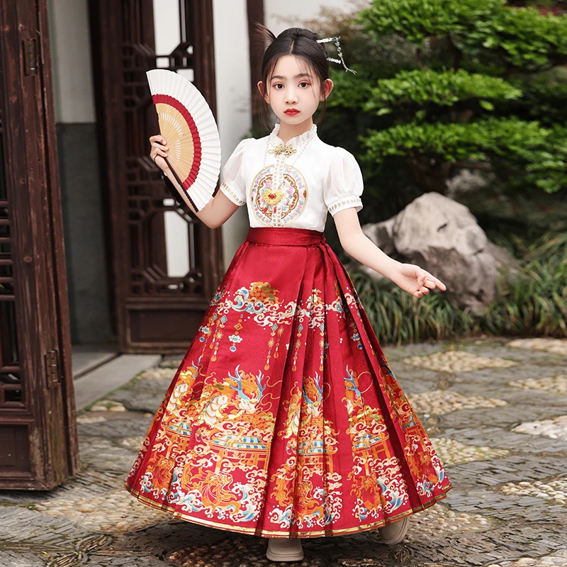 99266马面裙女童超仙春款古装中国风连衣裙女孩唐装套装裙子