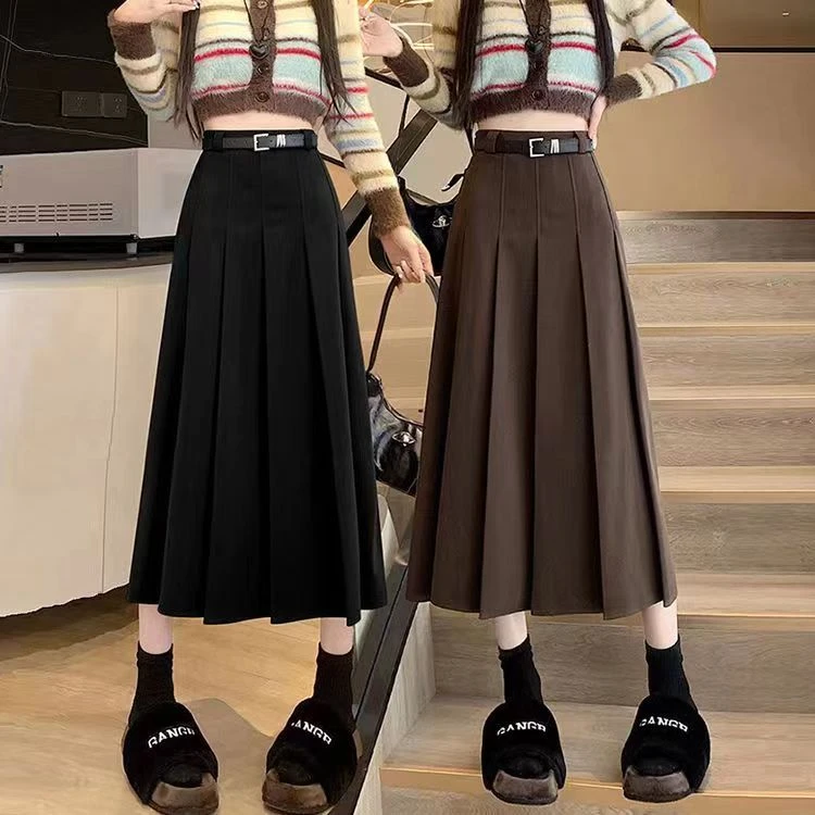481毛呢半身裙美拉德新款中裙高腰显瘦长裙美拉德半身裙秋冬