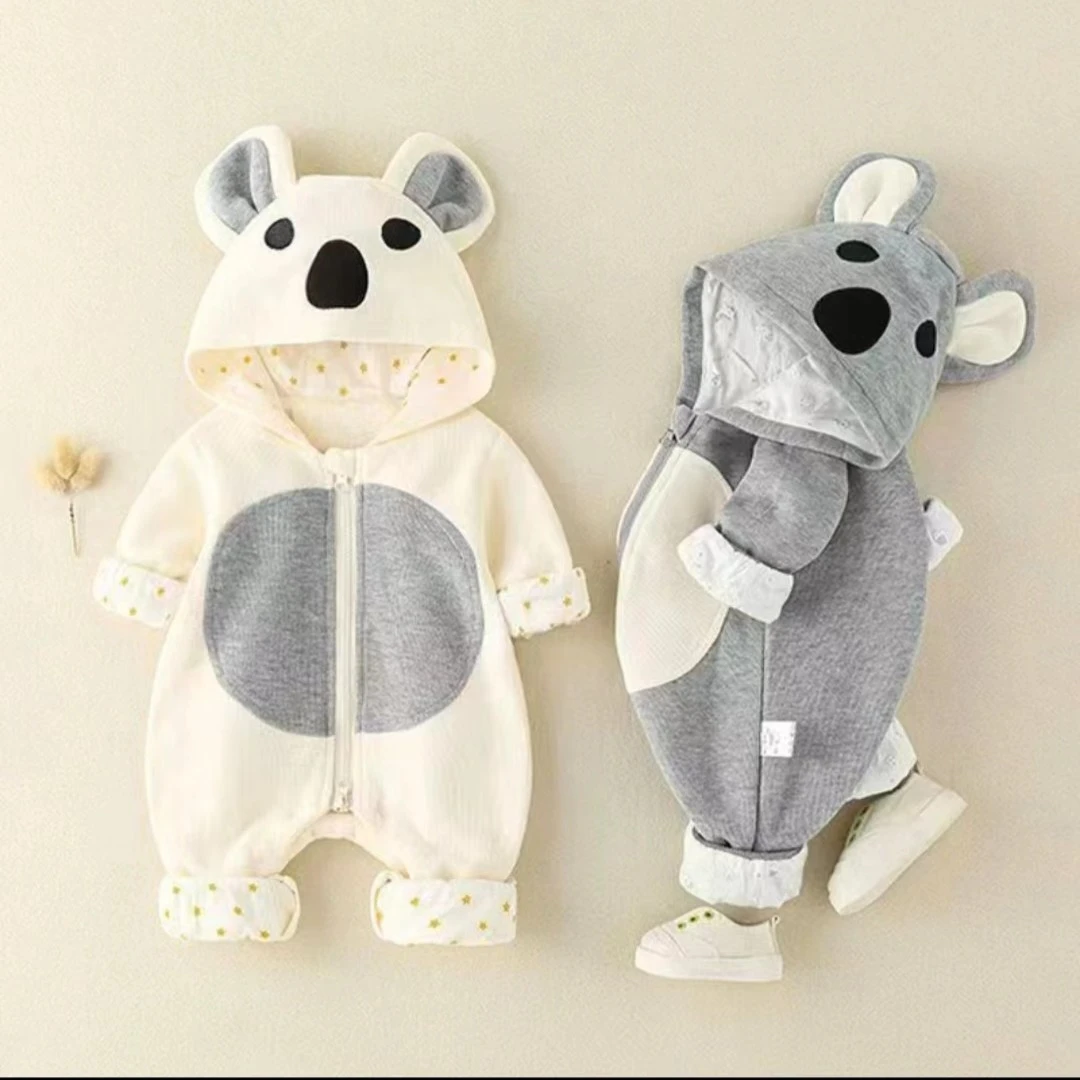 婴儿连体衣秋冬长袖男女宝哈衣超萌新生儿春季卡通外出服考拉哈衣
