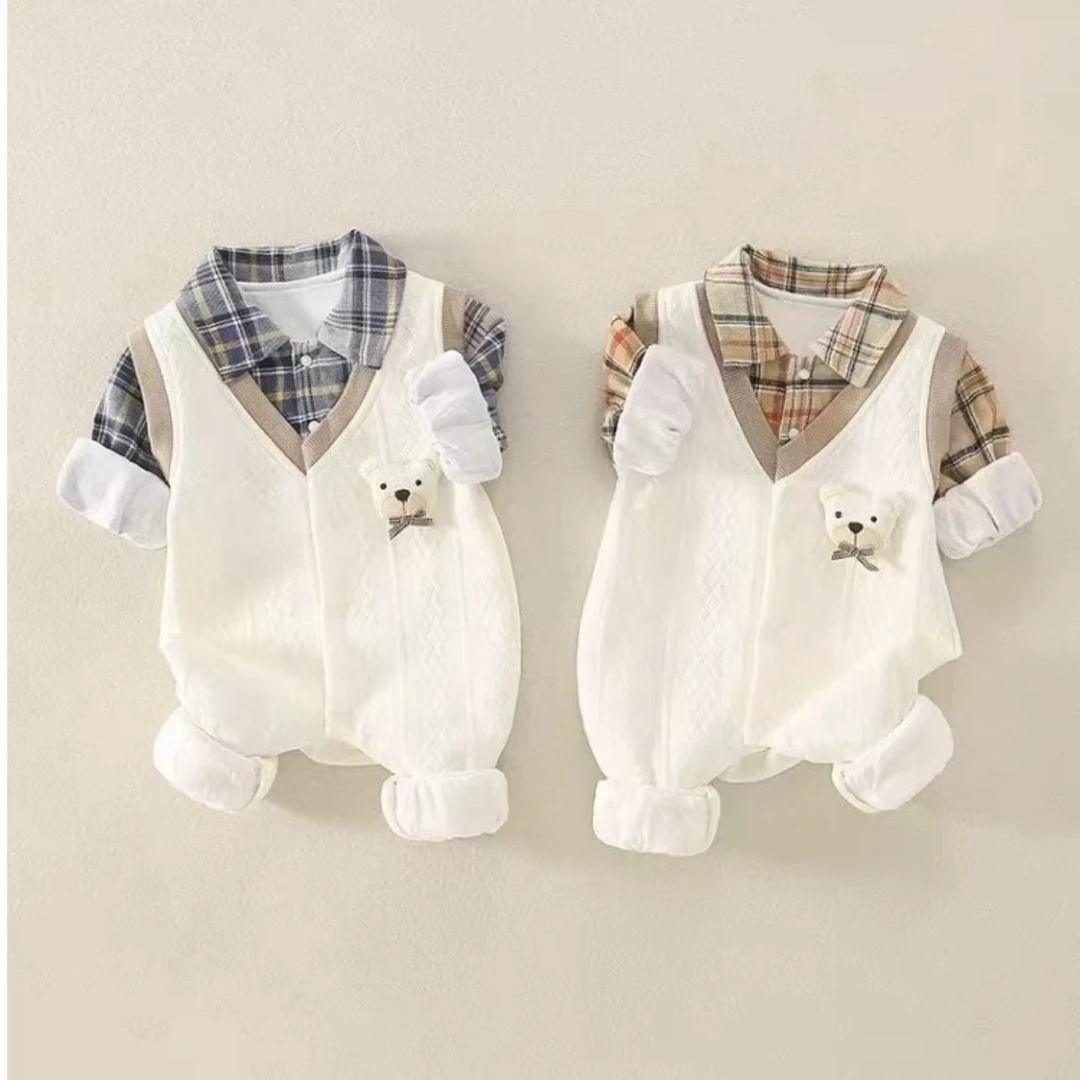 长袖秋装服装婴童服饰哈衣幼儿爬服外出新生婴儿连体衣春秋男宝宝