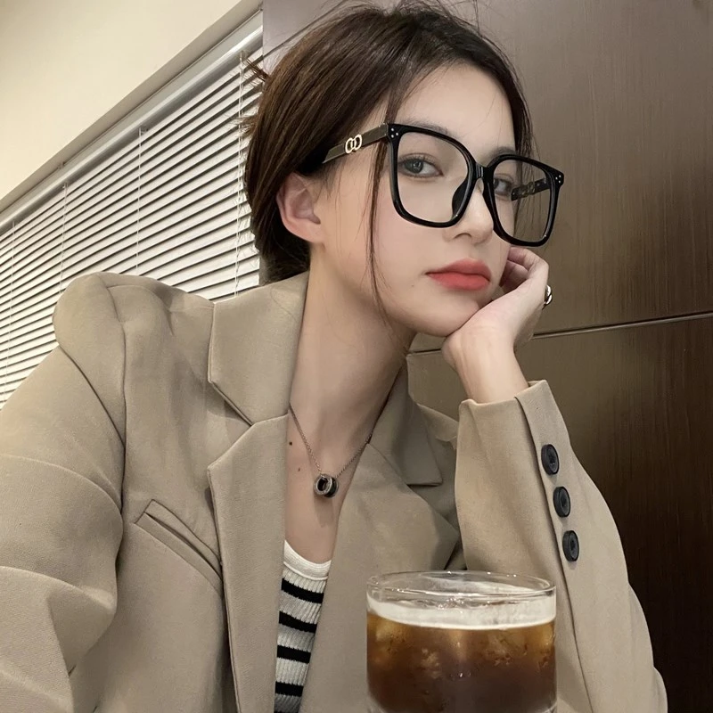 黑框近视眼镜女韩版潮可配度数素颜神器大圆脸显瘦大框眼睛框镜架