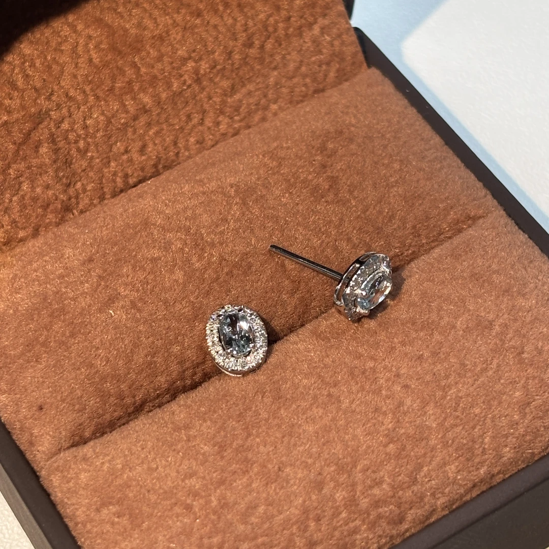 【彬彬高定】重金 70分海宝围镶椭圆耳钉