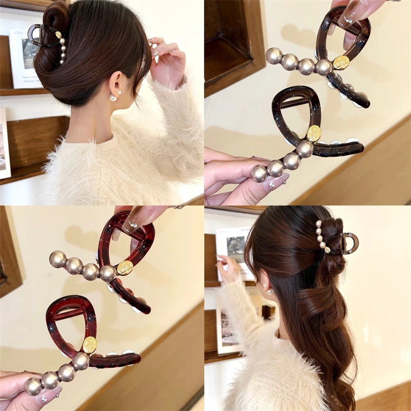 新年红色中号抓夹半扎发夹女新款高级感简约鲨鱼夹后脑勺发夹