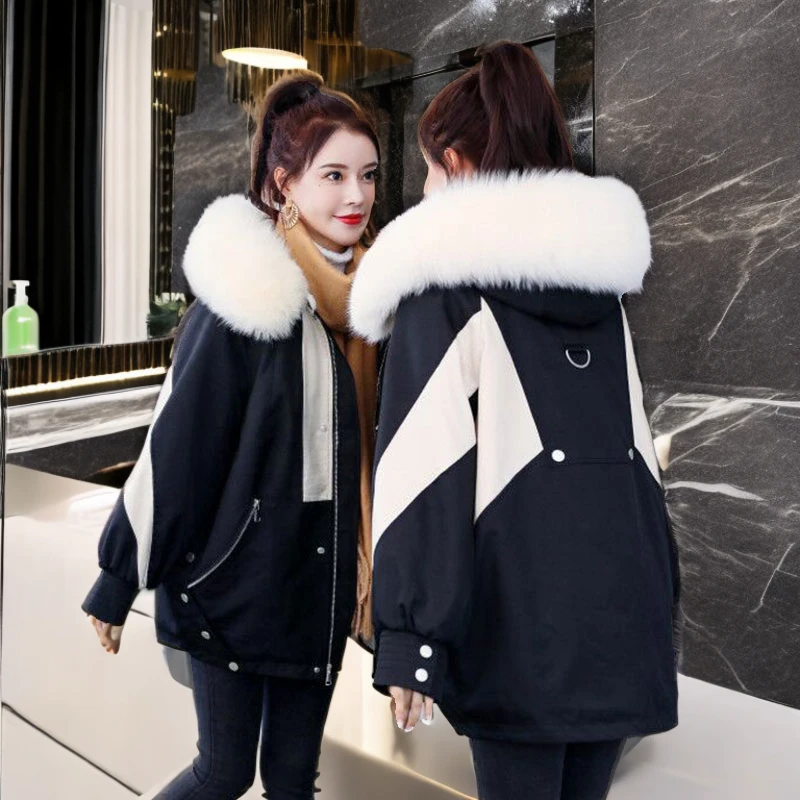 新款派克服女加厚oversize韩版宽松棉衣中长款2024冬季棉服外套潮