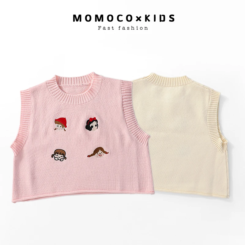 MOMOCO/2024年春季女童卡通小女孩百搭毛衣儿童马甲75530110006