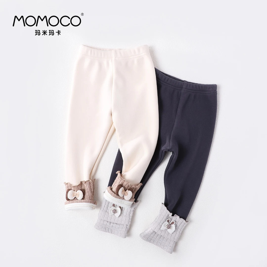 MOMOCO秋冬新款潮流百搭女童拼接加绒打底裤75830360020&23