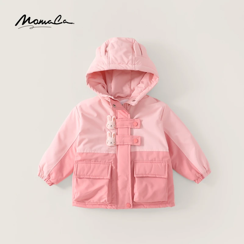 MOMOCO冬季新款女童甜美拼接棉衣可爱外套75830101101