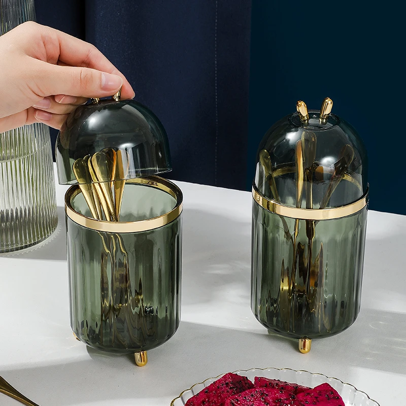 家用水果叉不锈钢水果叉子收纳罐高级防尘蛋糕叉水果签子网红爆款