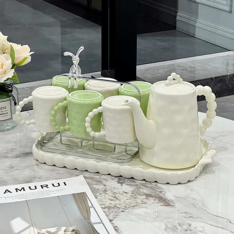 奶油风水杯套装家用套装陶瓷杯子客厅杯具乔迁礼盒轻奢下午茶茶具
