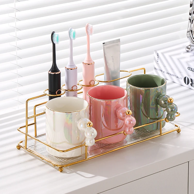 洗漱杯套装轻奢牙刷杯情侣一对漱口杯子家用高档牙具牙缸高颜值