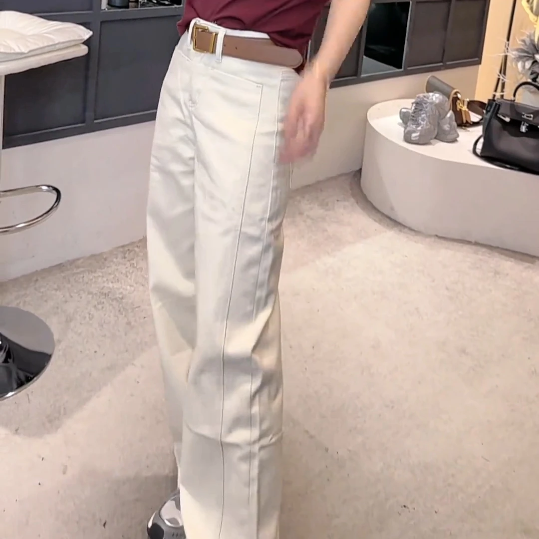 窄版直筒牛仔裤女春秋新款爆款品质高腰阔腿裤休闲百搭女士长裤