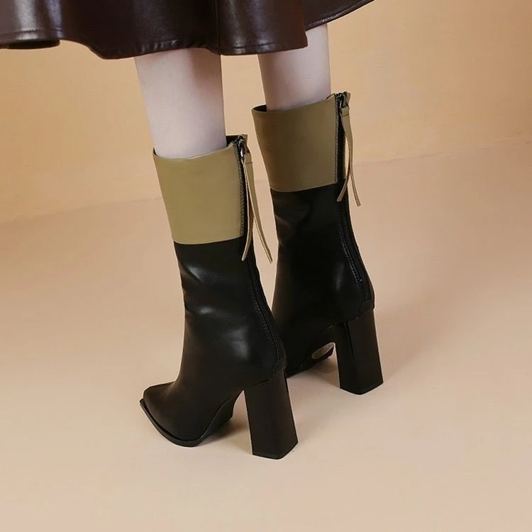 8cm尖头瘦瘦靴女2023年秋冬高跟时装靴短靴时尚百搭马丁靴英伦风