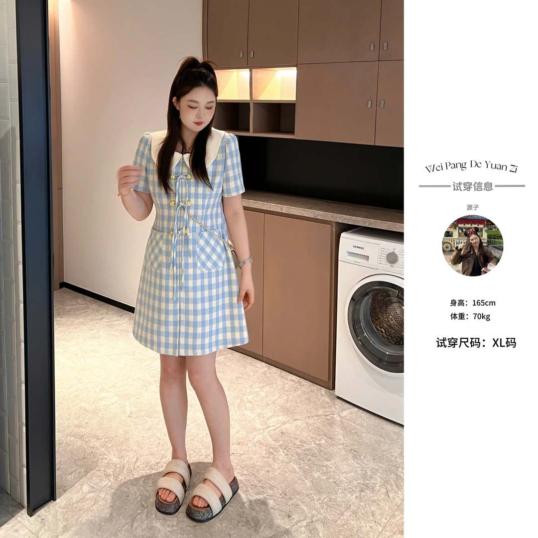 NANXU/楠序迪迪【倾心夏日】微胖女装 2024夏季小香风连衣裙YZ31665