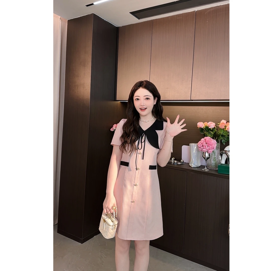 NANXU/楠序迪迪微胖女装2024显瘦高贵连衣裙夏季轻奢高级感LL8068