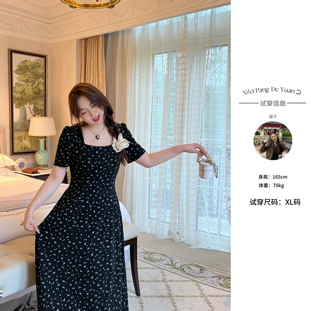 NANXU/楠序迪迪【月下铃兰】微胖女装 2024夏季碎花连衣裙女YZ31187