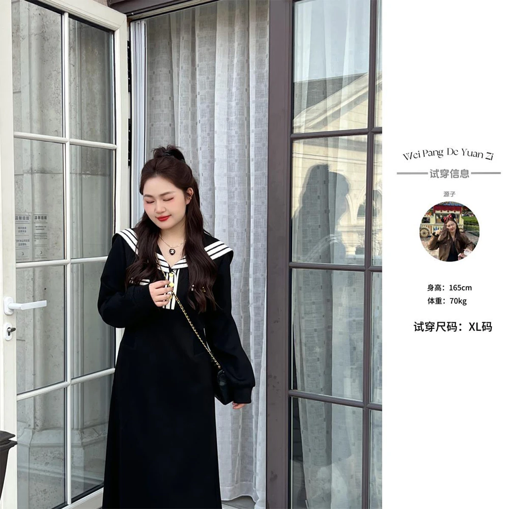 楠序源子【心动狙击】微胖女装 2025春季宽松连衣裙女YZ30310