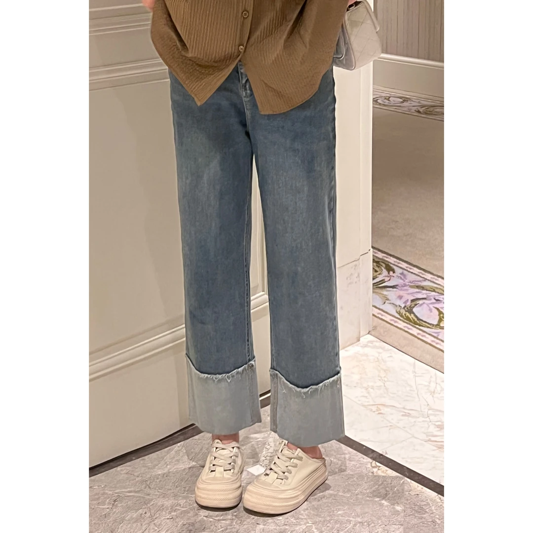 NANXU/楠序源子显瘦大码女装 2025春季高端高腰直筒牛仔裤YZ10115