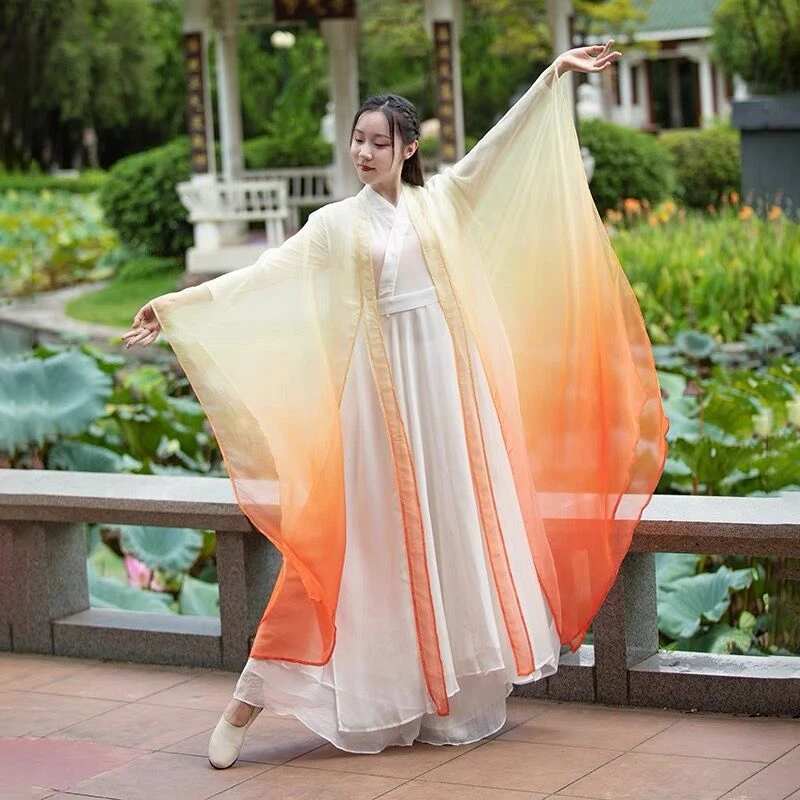 渐变禅舞外披古风风广袖薄纱长款中式演出服国风新年气质气质上衣