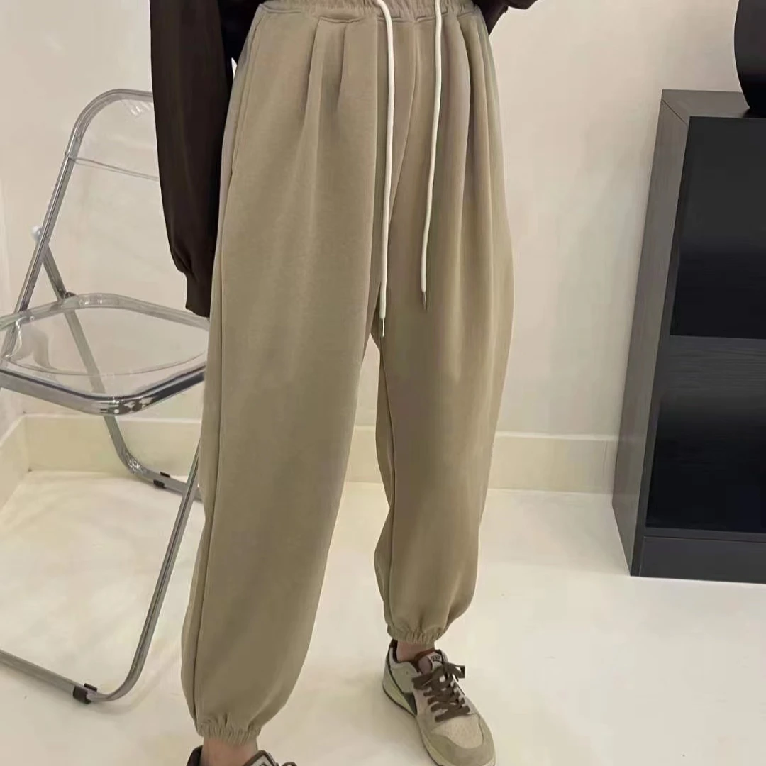 【清仓】新款小个子显瘦时尚简约女宽松抽绳束脚运动裤女9070#0.1