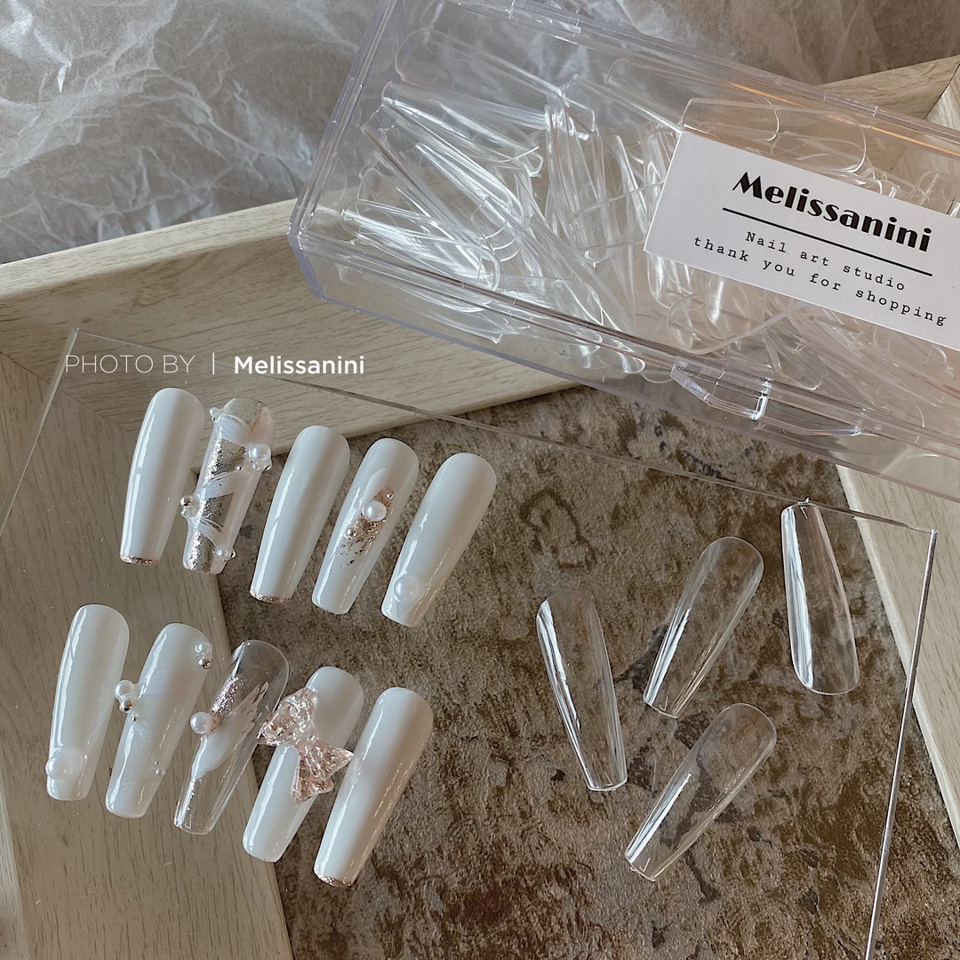 MELISSANINI长款T型单号穿戴打版甲片练习甲纯色色卡专用工具