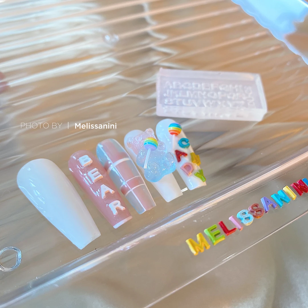 MELISSANINI 英文字母硅胶模具 美甲uv滴胶工具 指甲饰品diy装饰
