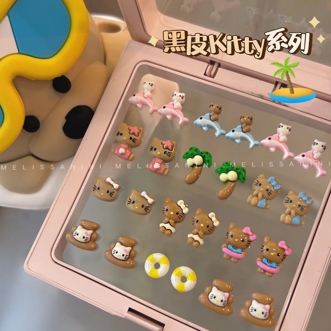 MELISSANINI【沙滩黑皮kitty系列】夏威夷度假风猫咪美甲饰品归来