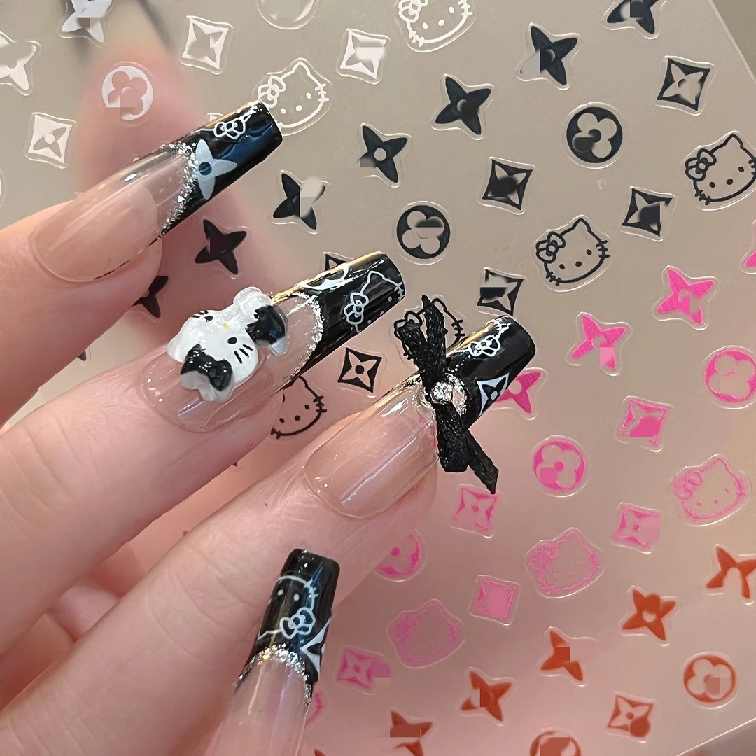 MELISSANINI米粒 【kitty猫贴纸】辣妹风美甲贴纸 hellokitty黑白