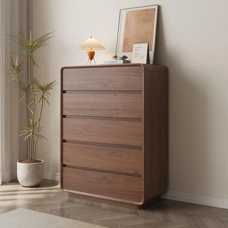 实木斗柜胡桃色抽屉柜卧室床尾收纳柜现代简约六斗柜客厅储物边柜