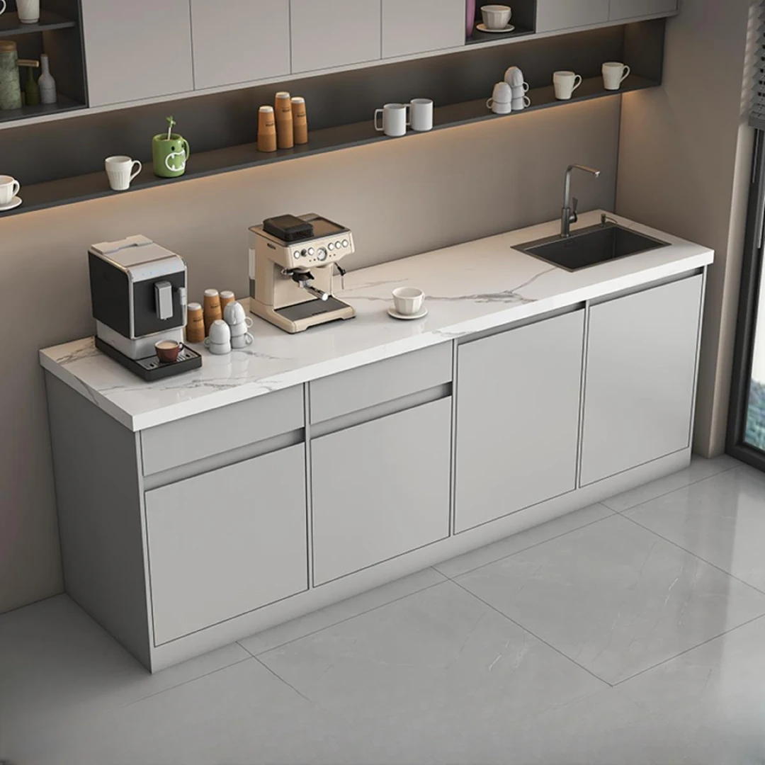 大理石简约吧台商用家用岛台靠墙茶水吧咖啡公司料理台阳台切洗台