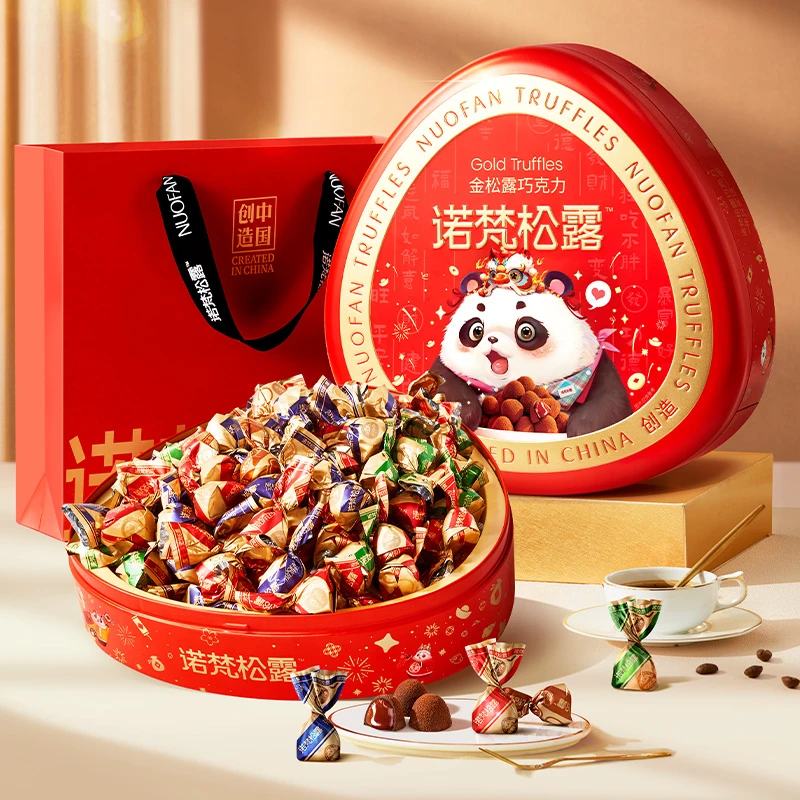 诺梵金松露巧克力可可脂年货礼物熊猫圣诞款500g（2024）
