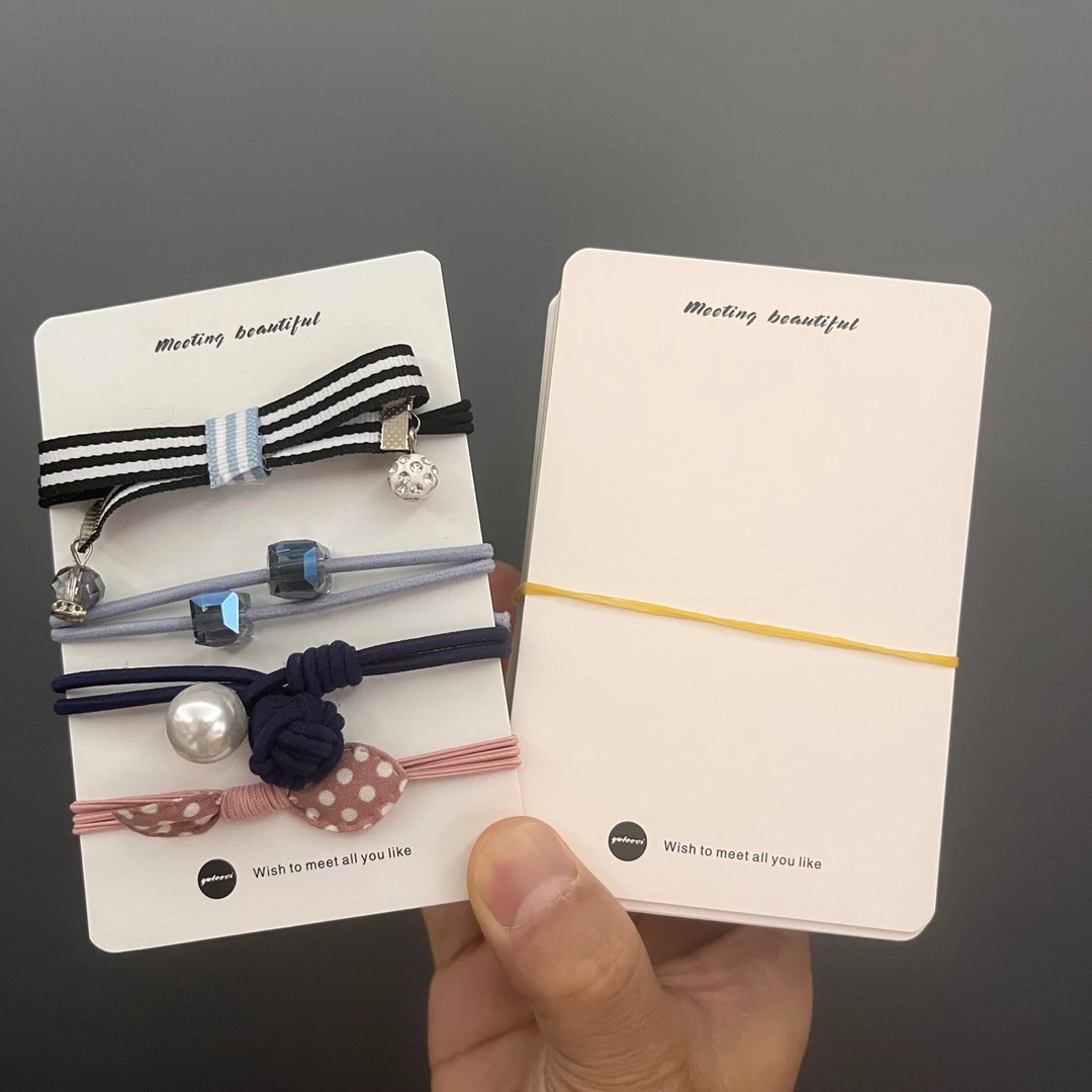 纯白白版加厚8×12遇见美好皮筋卡纸345卡位发夹卡片diy背卡发饰品