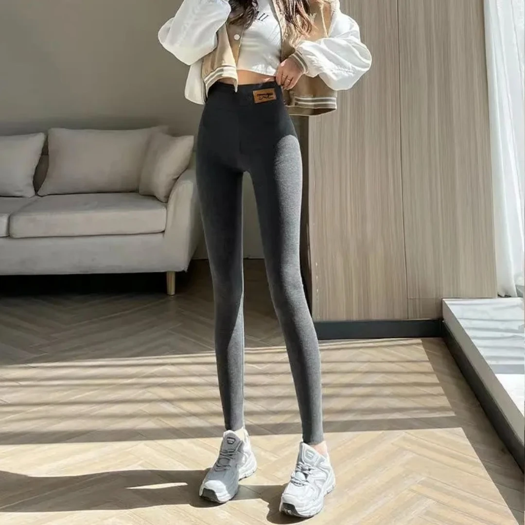 2024新款加绒加厚奥粒绒打底裤女高腰显瘦保暖内外穿高弹力打底裤