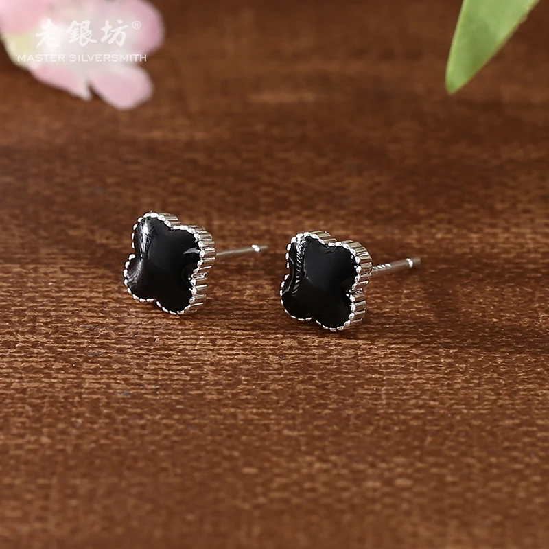 老银坊 足银耳饰 小草耳钉0011542